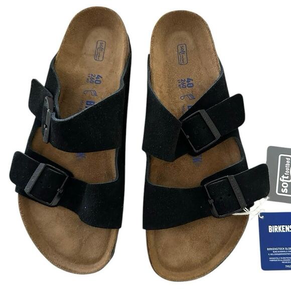 Birkenstock Arizona Bs Soft Footbed Black Coin Suede 40 Reg L9 M7 - Picture 1 of 9